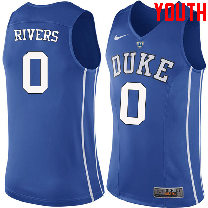 Youth #0 Austin Rivers Duke Blue Devils College Basketball Jerseys-Blue - Click Image to Close